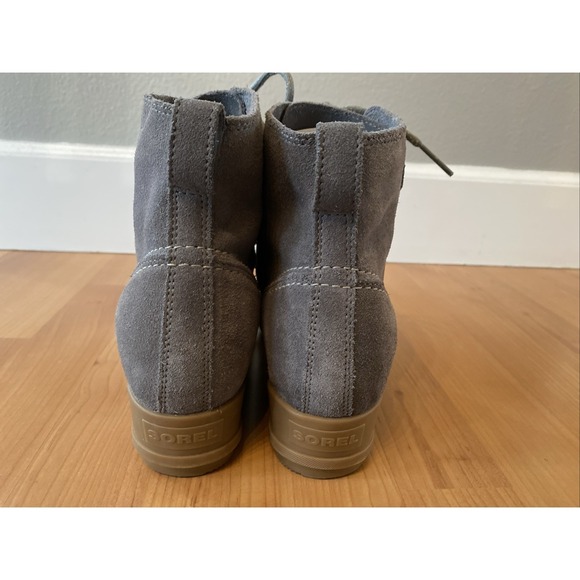 Sorel Grey Evie Suede Lace Up Wedge Ankle Boots Women's Size 10 EUC - Picture 8 of 14